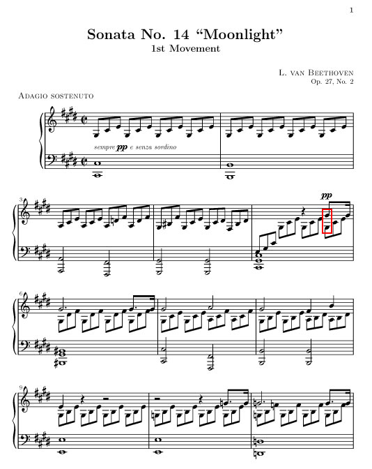La sonate " au clair de lune " de Beethoven Page110