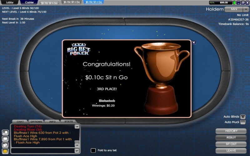 Micro freeroll sit an go's at Big Bet Poker 10cent10