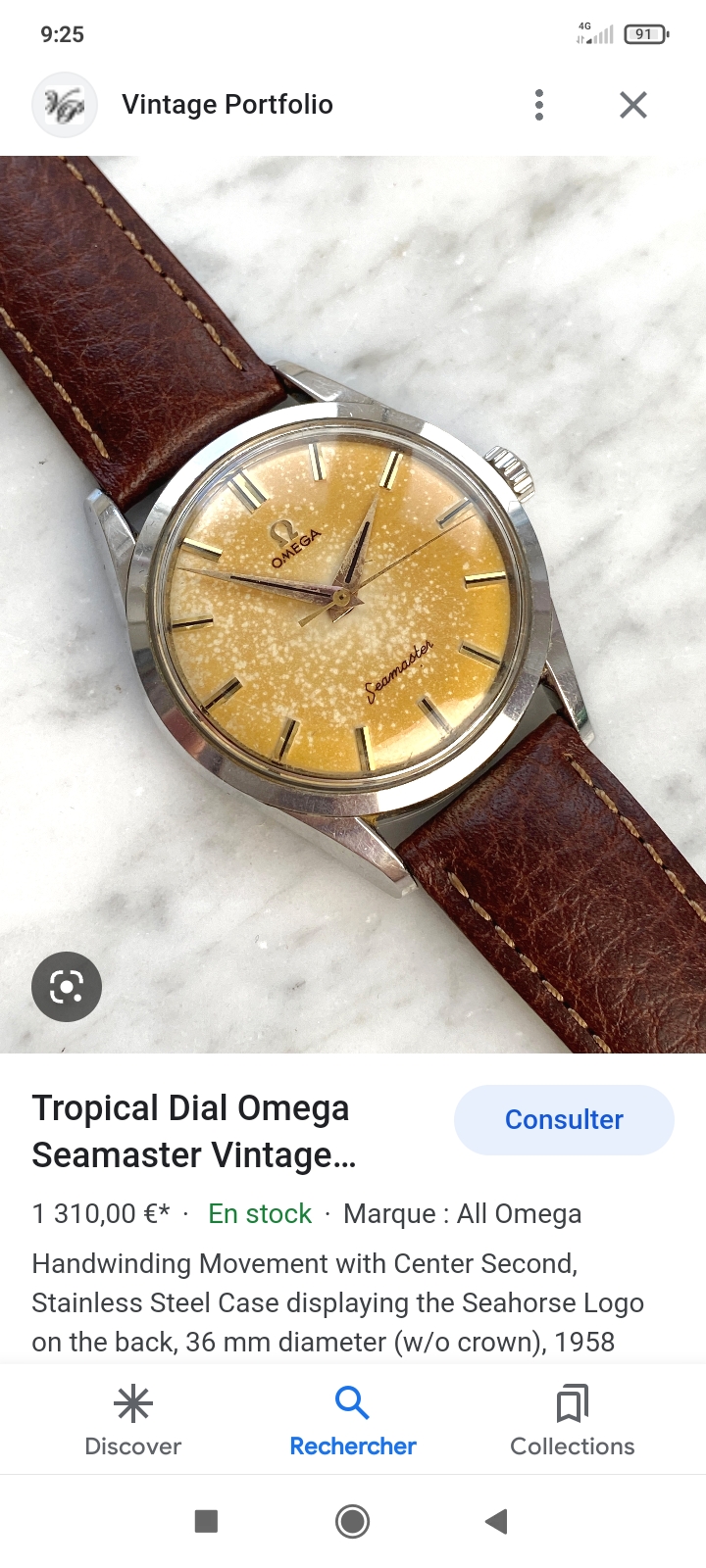 Rare Oméga 30, cadran tropical (chocolat), mouvement 265 Scree128