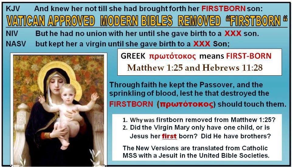 Vatican Approved Modern Bibles Removed "Firstborn" 13851810