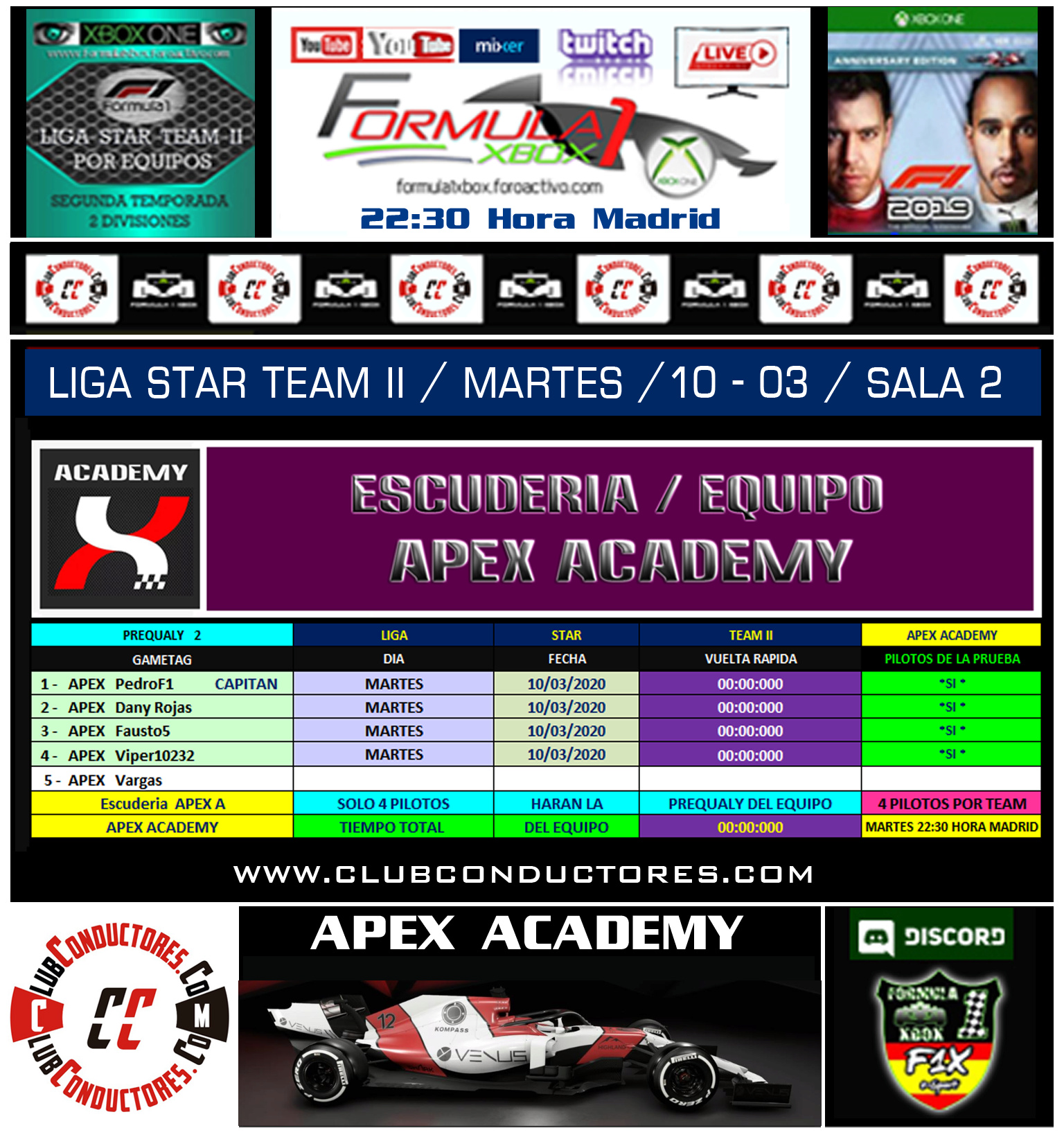 F1 2019 - XBOX ONE / LIGA STAR TEAM II - F1X / ESCUDERIA APEX ACADEMY. Apex_a10