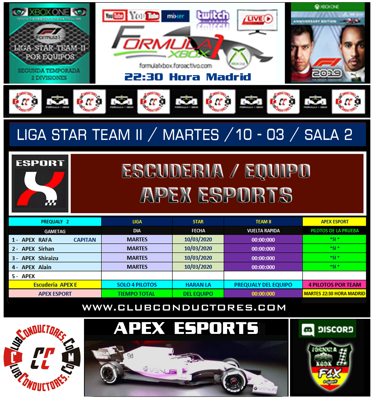 F1 2019 - XBOX ONE / LIGA STAR TEAM II - F1X / ESCUDERIA APEX ESPORTS. Apex_e10