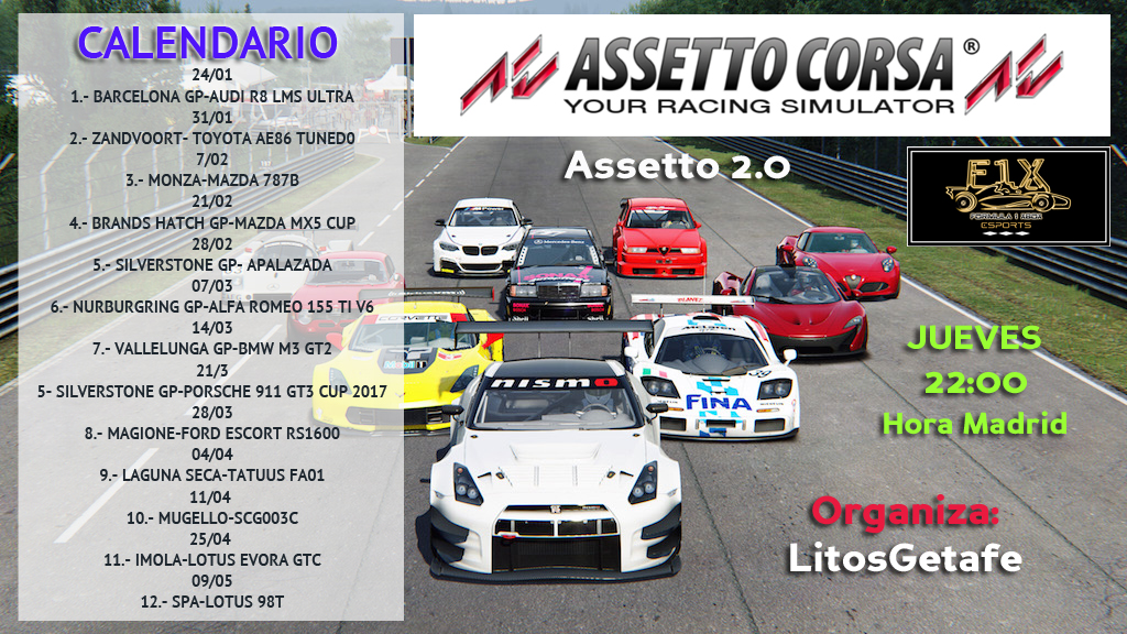 ¡ CAMPEÓN ! *** ASSETTO CORSA - XBOX ONE *** CAMPEONATO MULTIMARCA ASSETTO 2.0 - F1X / CAMPEÓN, RESULTADO, PODIUM, CALENDARIO Y CLASIFICACIÓN FINAL.  Asseto14