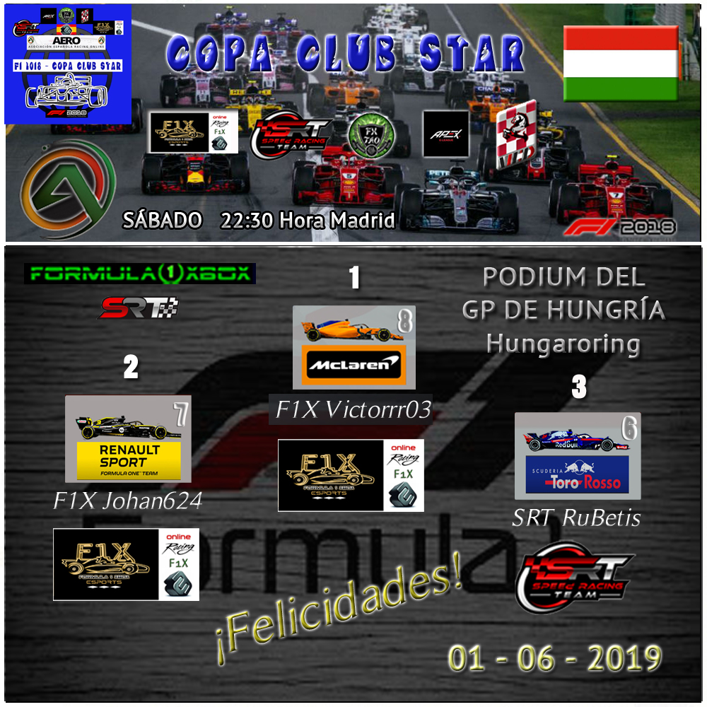 F1 2018 - XBOX ONE * COPA CLUB STAR * AERO / SRT / F1X * RESULTADOS RACE 3 HUNGRIA 01-06-2019. Cabece70