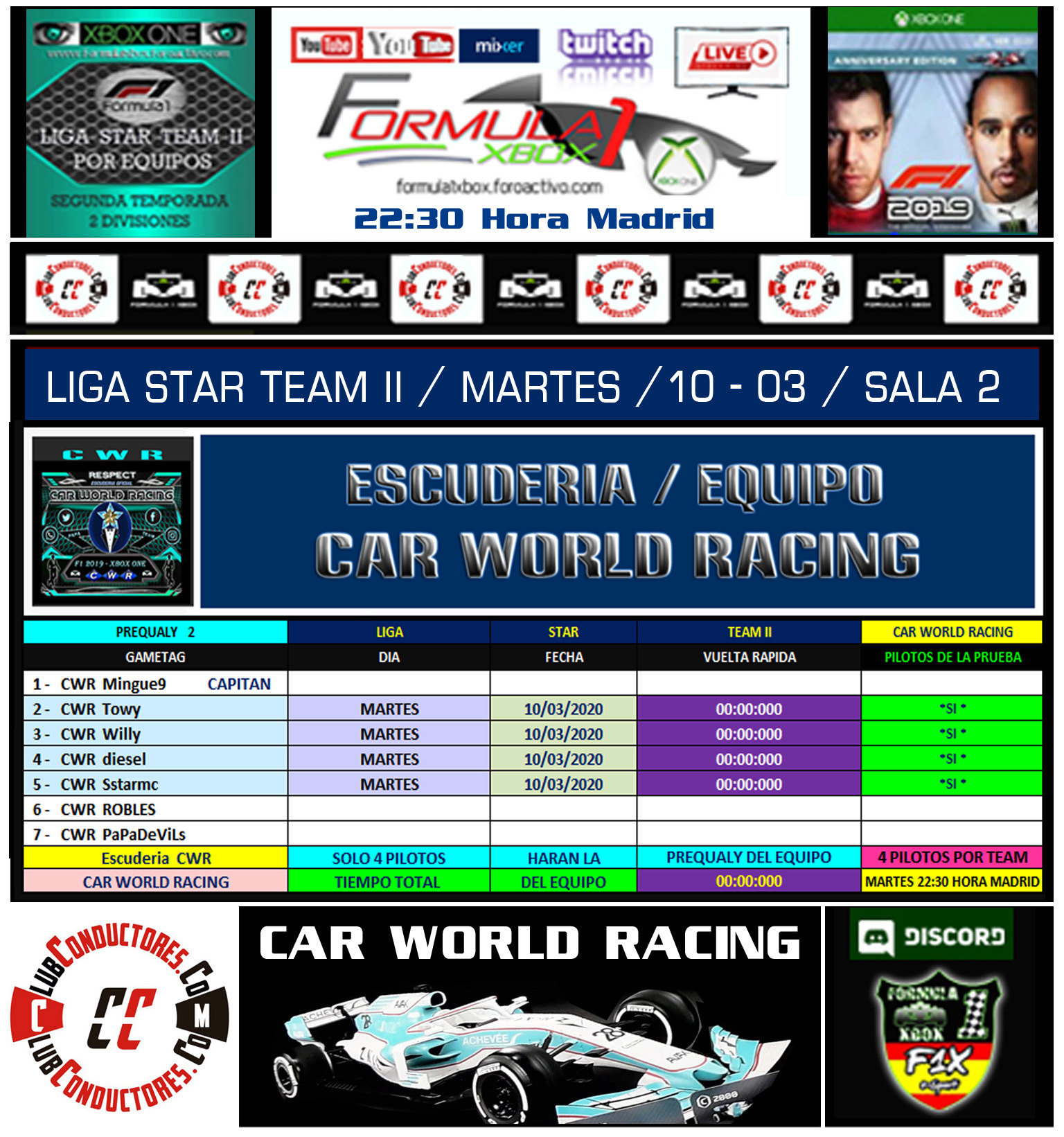 F1 2019 - XBOX ONE / LIGA STAR TEAM II - F1X / ESCUDERIA CAR WORLD RACING. Car_wo14