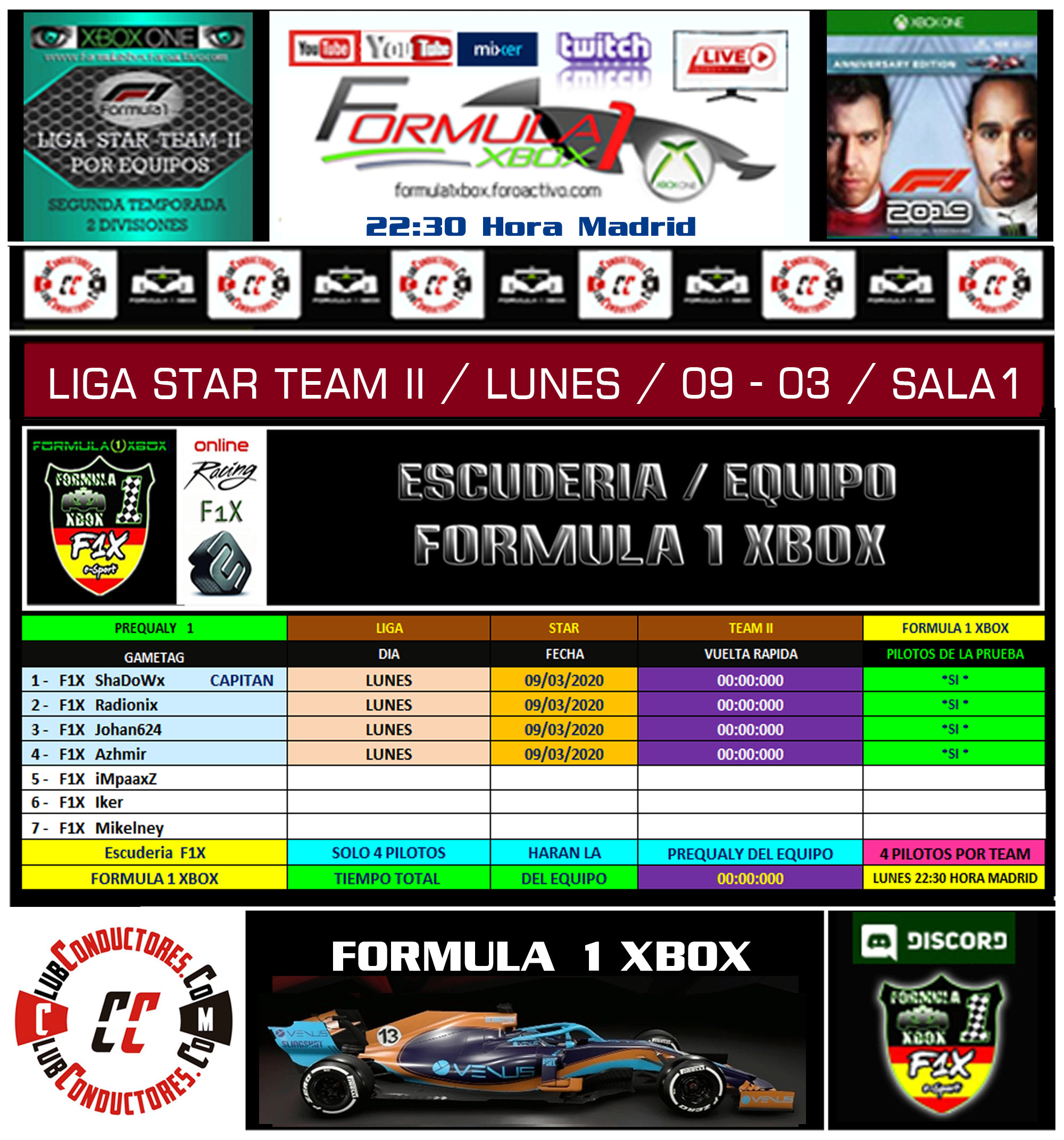 F1 2019 - XBOX ONE / LIGA STAR TEAM II - F1X / ESCUDERIA FORMULA 1 XBOX. F1x_lu10