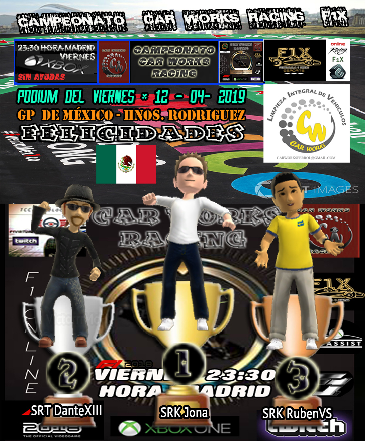 RESULTADOS / CLASIFICACIÓN Empty	F1 2018 - XBOX ONE * CPTO. CAR WORKS RACING - F1X * RESULTADOS + PODIUM DEL GP DE MEXICO / 12 / 4 / 19 + CLASIFICACIÓN GENERAL DEL CAMPEONATO.   Ffffff26