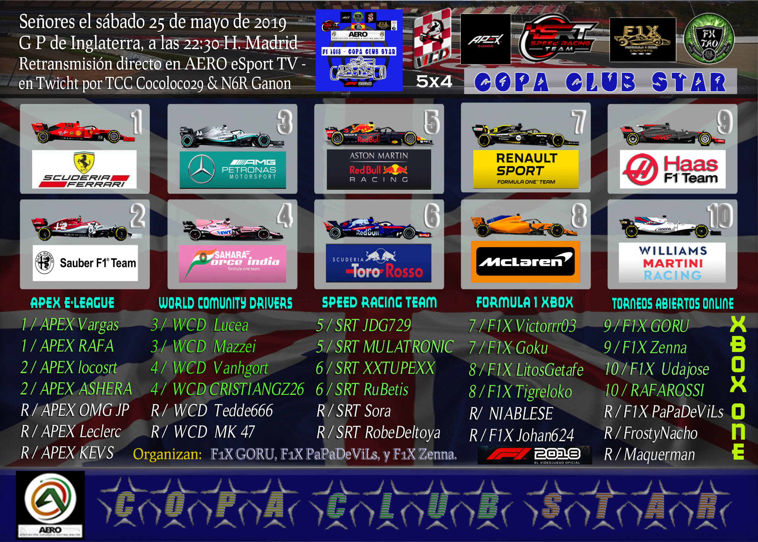 F1 2018 - XBOX ONE * COPA CLUB STAR * AERO / SRT / F1X * RESULTADOS RACE 2 - GP DE INGLATERRA -SILVESTONE  25-05-2019. Nueva_14