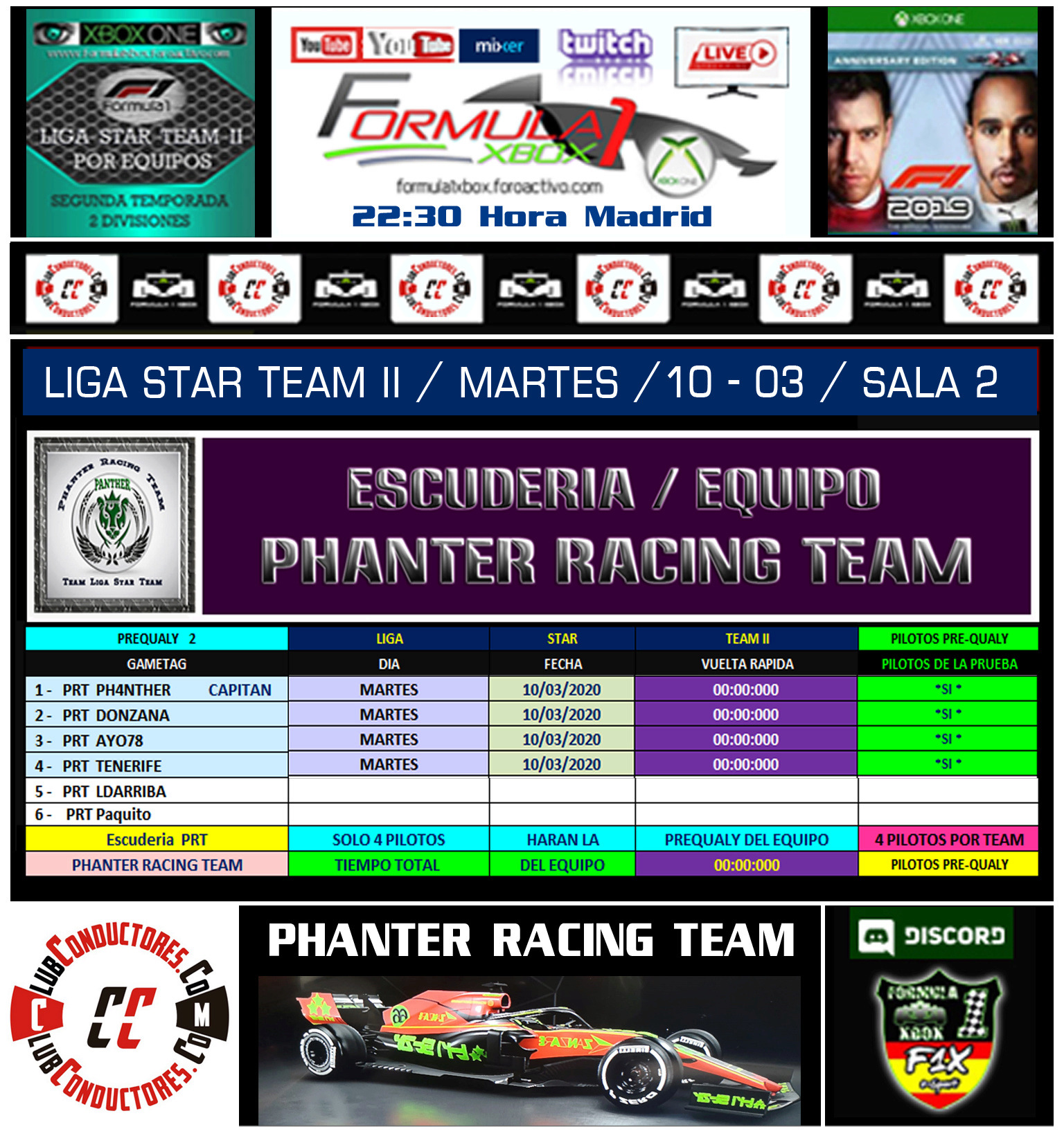 F1 2019 - XBOX ONE / LIGA STAR TEAM II - F1X / ESCUDERIA PHANTER RACING TEAM. Phante10