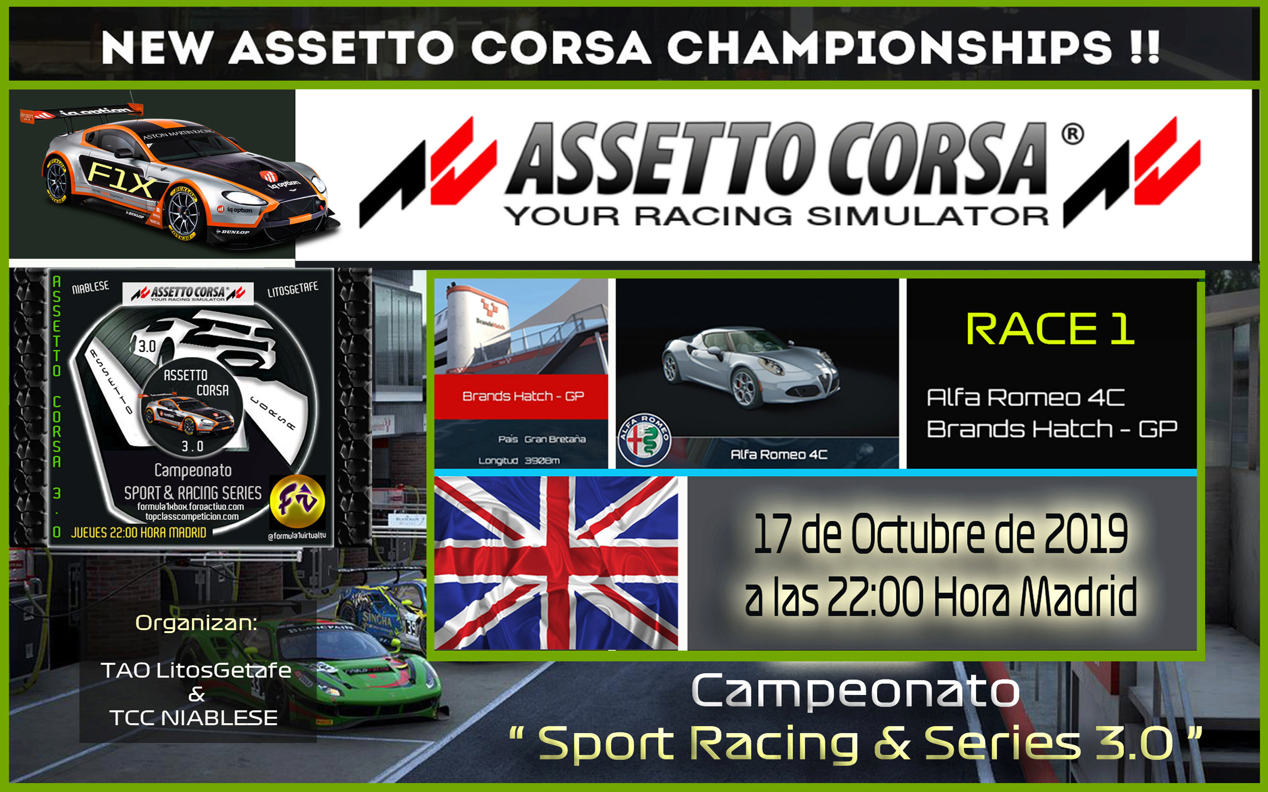 ASSETTO CORSA ///  RACE 1 /  BRAND HACHT - ALFA ROMEO 4C  / PRIMERA CARRERA / 17 - 10 - 2019 A LAS 22:00 HORA MADRID. Race_110