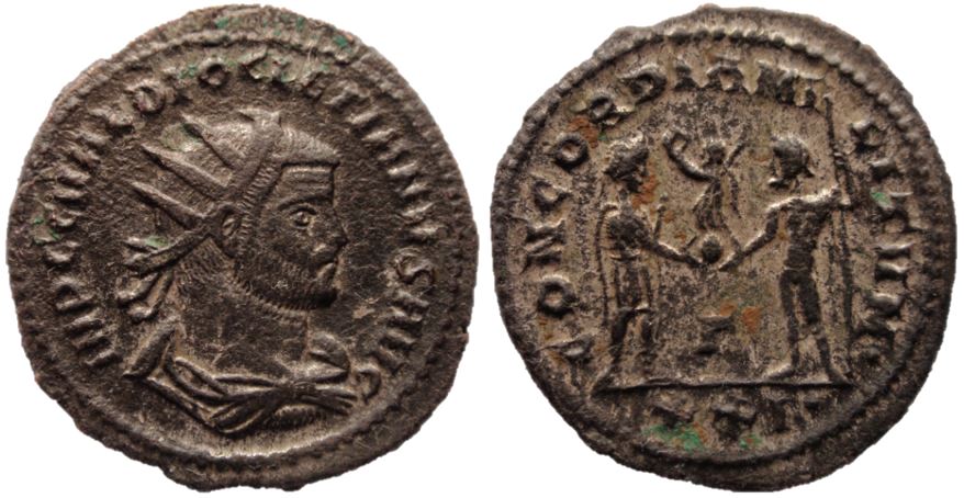 Aureliano de Diocleciano. CONCORDIA MIL-ITVM. Diocleciano y Jupiter. Cycico Diocle10