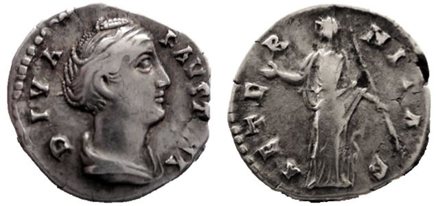 Denario de Faustina I. AETERNITAS. Juno a izq. Roma Fausti10