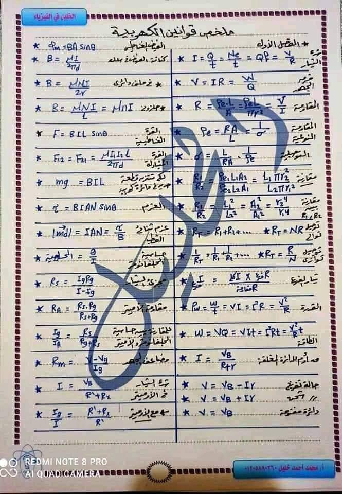  قوانين الفيزياء للصف الثالث الثانوي في 10 ورقات - صفحة 1 1698