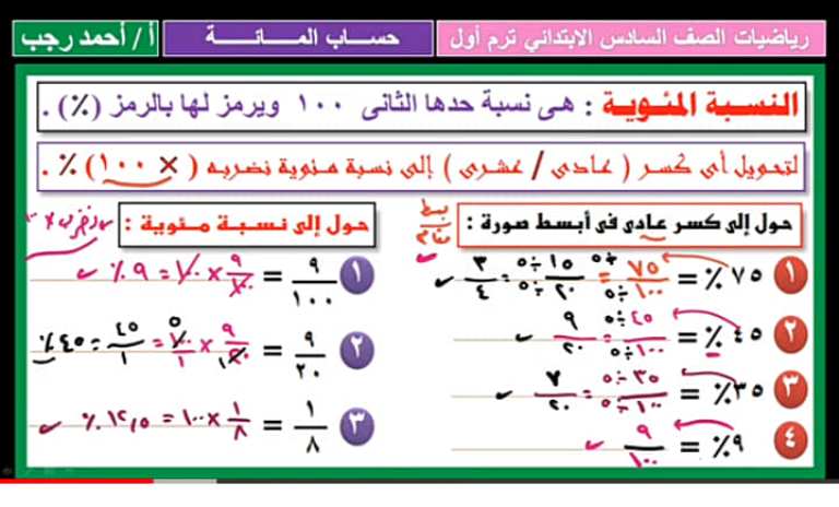 الرياضيات - مراجعة الرياضيات (حساب المائة) للصف السادس الابتدائى الترم الاول 2023 أ/ احمد رجب 1_img166