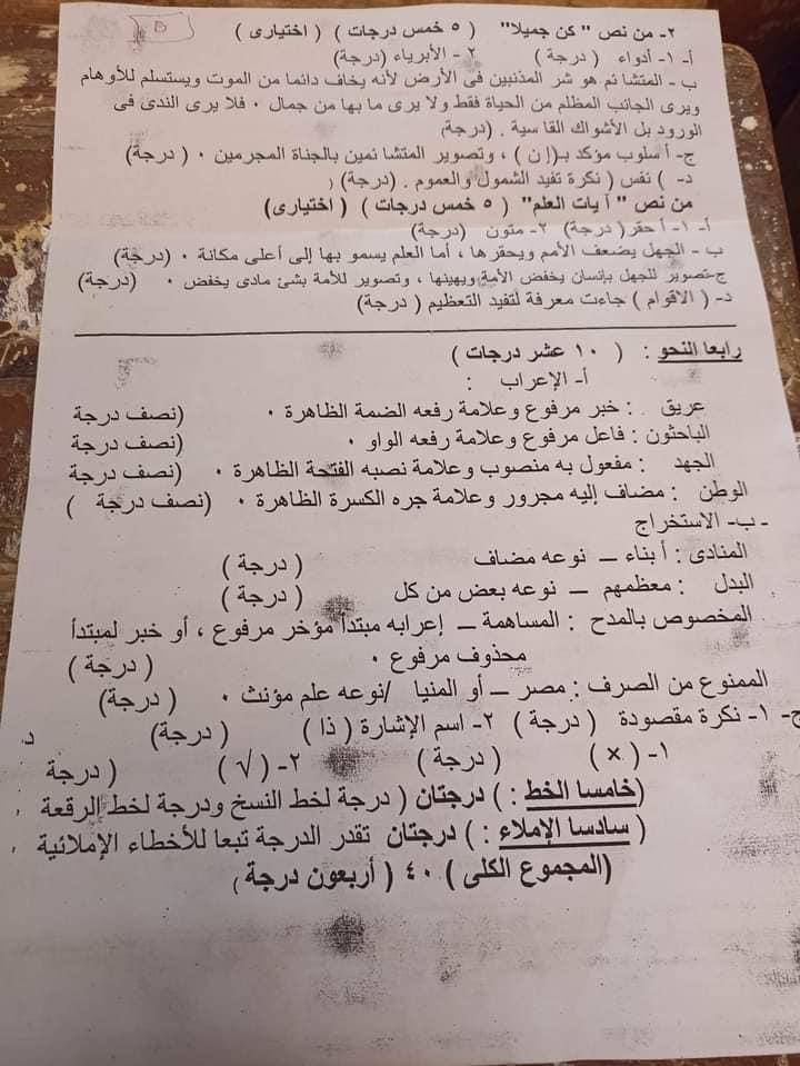 امتحان اللغة العربية للصف الثالث الاعدادي الترم الأول 2023 محافظة المنيا 2400