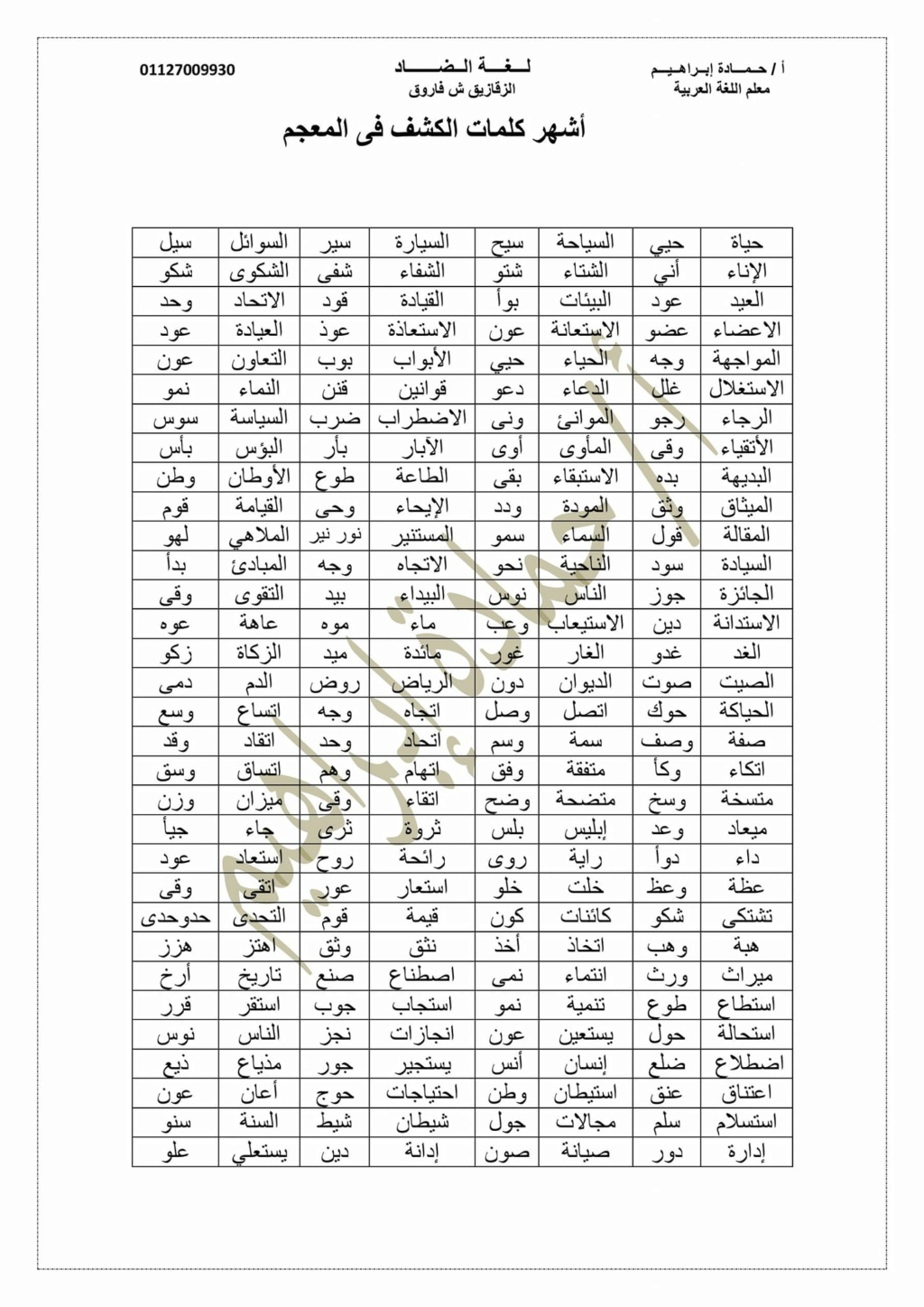 فروق نحوية مهمة جدا والكشف في المعجم للصف الثالث الإعدادي 3282