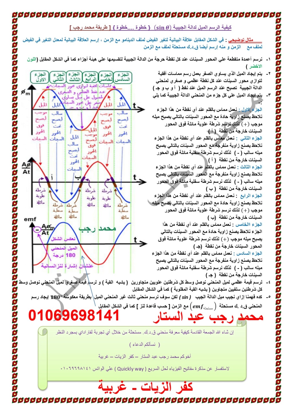 كيفية رسم منحني قوة الدافعة الكهربية المستحثة من العلاقة البيانية لتغير في الفيض في الموصل 4355