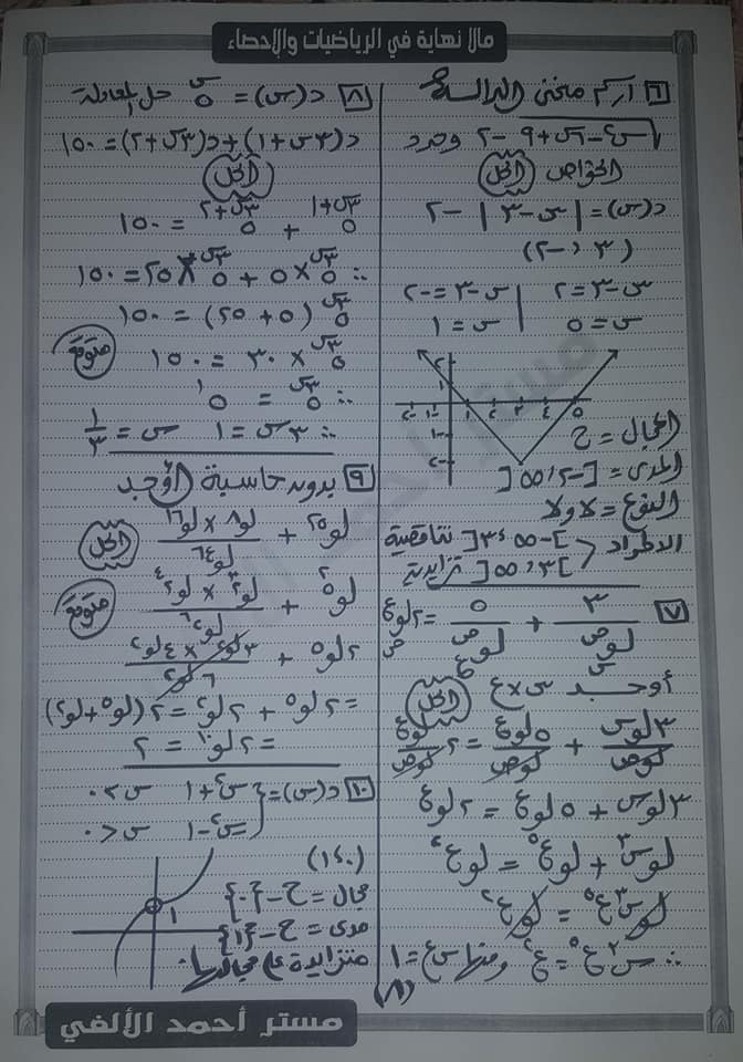 مراجعه الرياضيات البحته للصف الثاني الثانوي "الجبر" مستر أحمد الألفي 8116