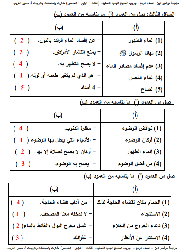 مراجعة التربية الإسلامية بالاجابات للصف الرابع الابتدائي - نوفمبر Aoooo_14