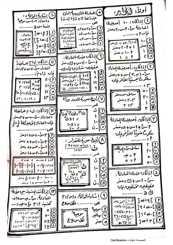 بنك أسئلة الرياضيات بالاجابات للصف الأول الثانوى ترم أول 2023 مستر عصام العربي  Camsca16