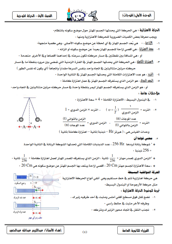 الوحدة الأولى الموجات فيزياء للصف الثانى الثانوى أ. عبد القادر فــؤاد Window12