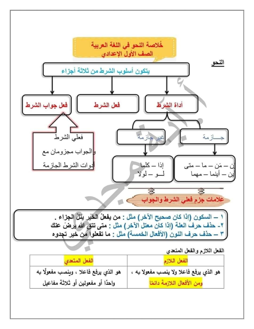 خلاصة امتحان اللغة العربية للصف الأول الإعدادي الترم الثاني ٢٠٢٣ Yao_aa22