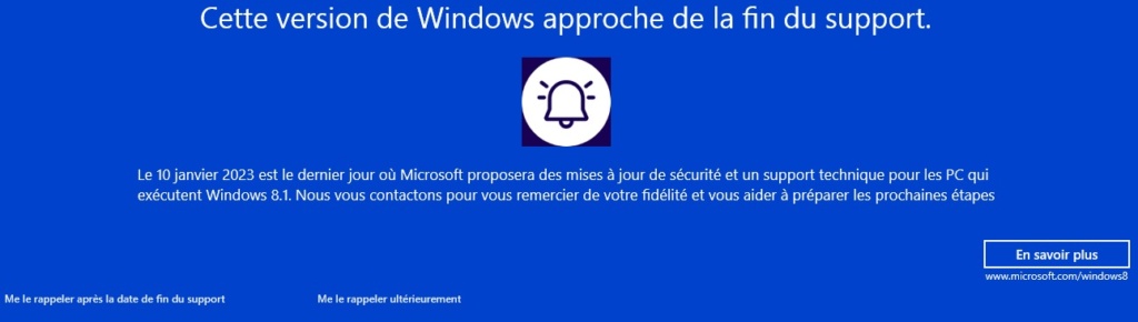 Windows 8.1 annonce de fin support 1win8110