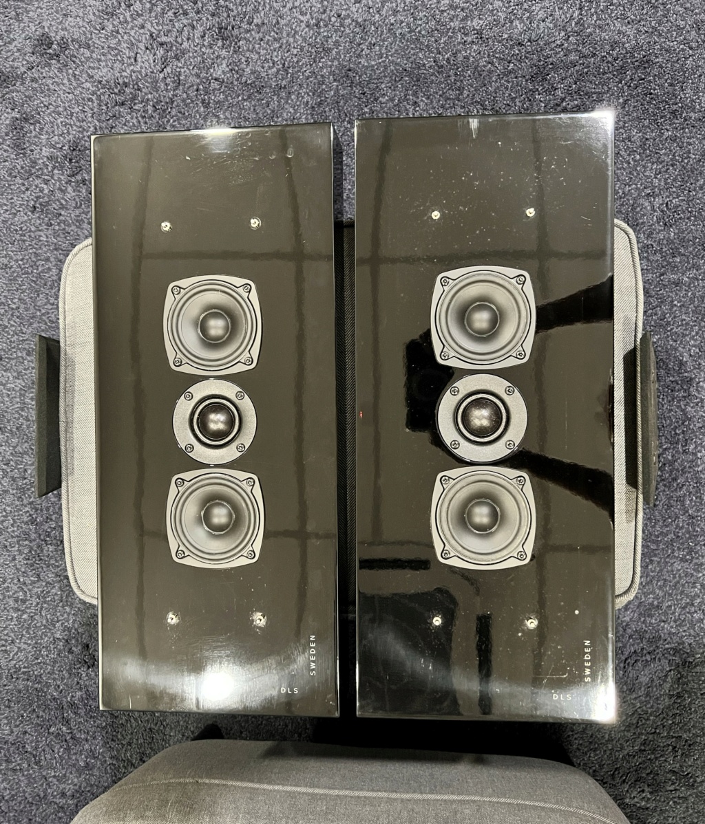 DLS Flatbox Large speakers in black piano finish