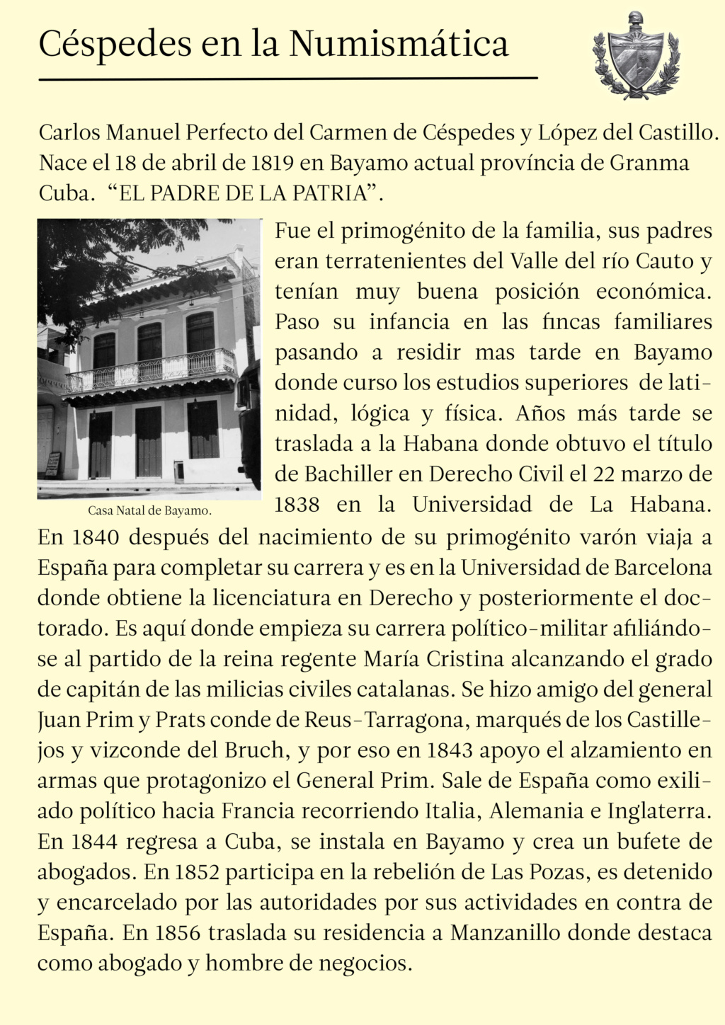 Carlos Manuel de Cespedes en la Numismatica de Cuba 211