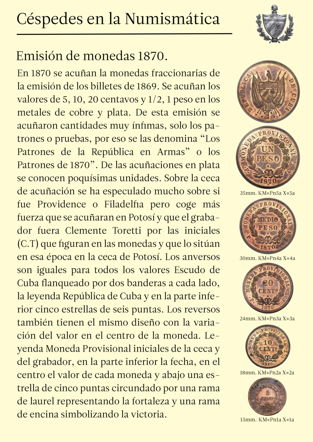 Carlos Manuel de Cespedes en la Numismatica de Cuba 910