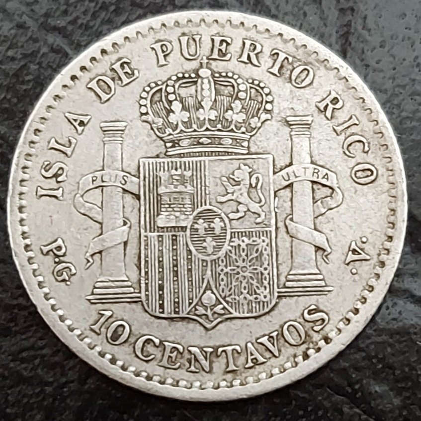 10 Centavos para la Isla de Puerto Rico, 1896. 20210214