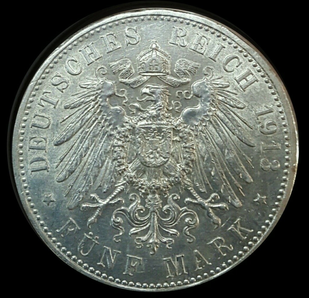 Imperio Alemán, Prusia: 5 Marcos 1913 A  Imarku17