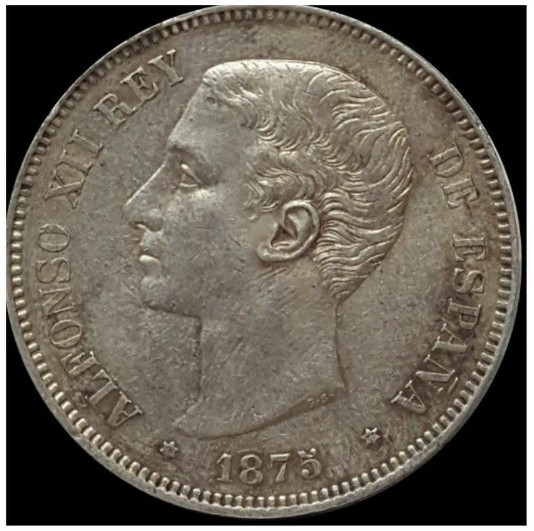 5 Pesetas 1875 (18-75) D.E. - M - Alfonso XII Screen57