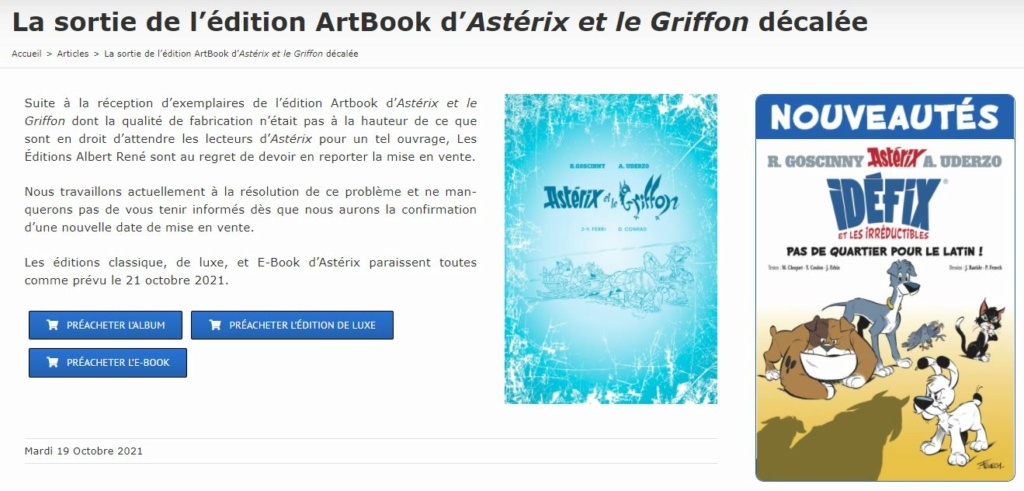 Version luxe et Artbook de l'album "Astérix et le Griffon" octobre 2021 Captur72