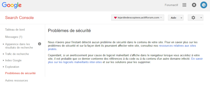 Site trompeur : problème de sécurité signalé par Google Alert10