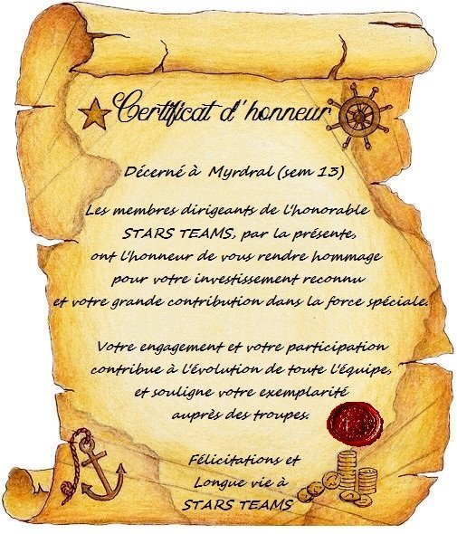 Certificat d’honneur  M10