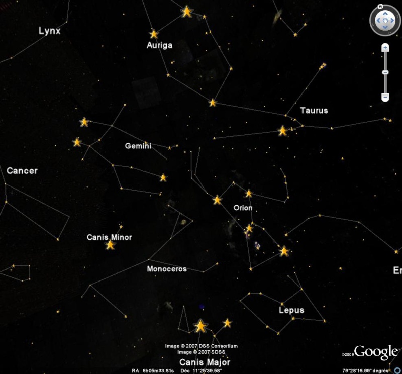 Catalogue de 1628 étoiles sur Google Sky - Fichier KMZ 210