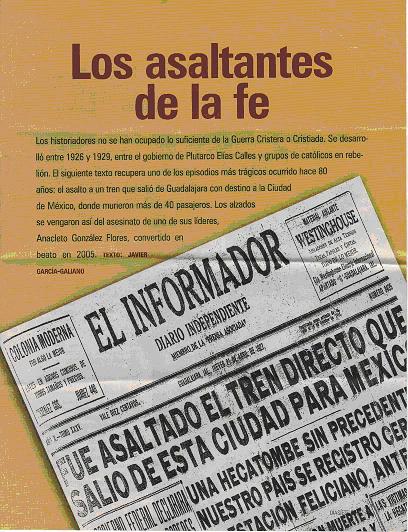 asalto cristero - Guerra Cristera: asalto al tren entre Ocotlán y Feliciano Criste10