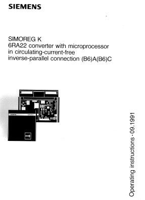 SIMOREG K 6RA22; converter with mircroprocessor from 12kW to 679kW 6ra2210