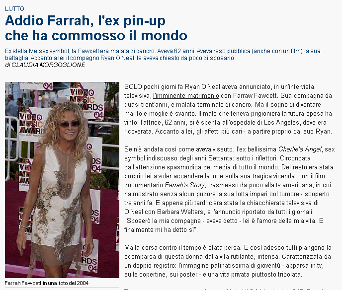 Addio a Farrah Farrah10