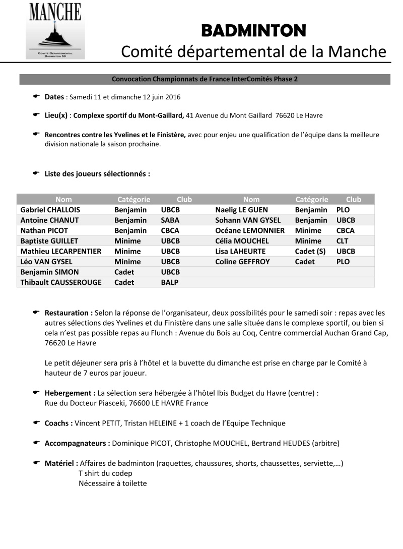 Champ de France InterComits Phase2 - Le Havre 11 & 12 Juin Convoc10