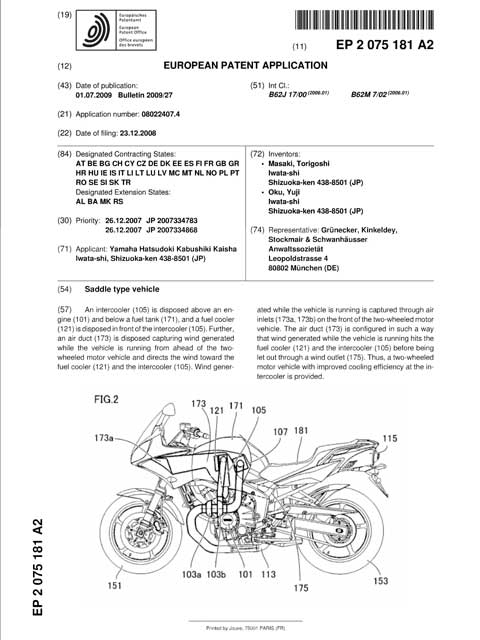 diesel - Turbo diesel inter cooler sur une moto : le brevet Yamaha Yamaha10