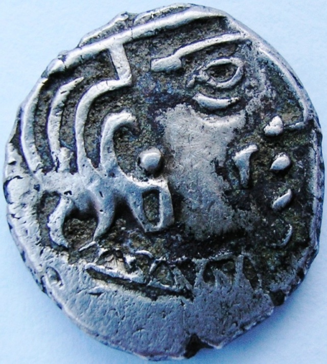 Dracma de las satrapías occidentales del imperio gupta 250 a 550 d.JC. Gupta_10