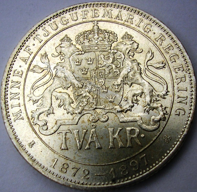 Estocolmo, 2 Coronas de Oscar II de 1897 Suecia11
