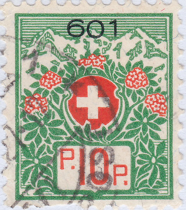 SBK 12A (Mi 12Ix) Schweizer Wappen und Alpenrosen 12a_2_13