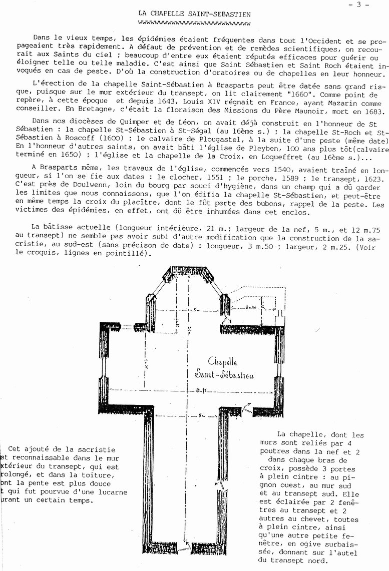 La chapelle Saint Sébastien (article de Eugène Guiriec et dessin de Michel Mével) St_sab10