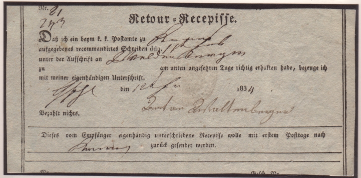 Retour Recepissen 1834re10