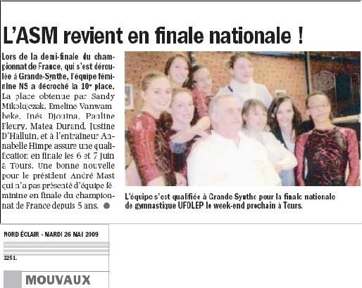 Article de journal Nord Eclair 26 mai 2009 Articl24