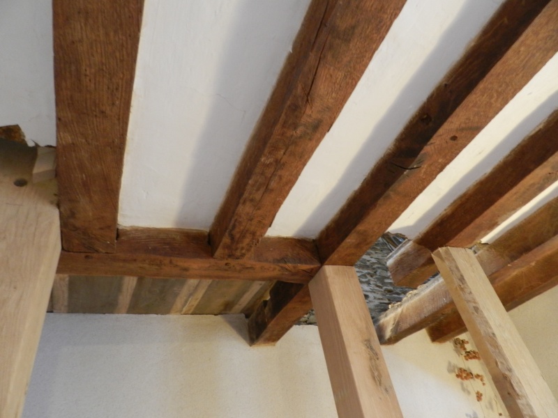 Deux nouveaux poteaux en chêne pour l'escalier Vauvyr18