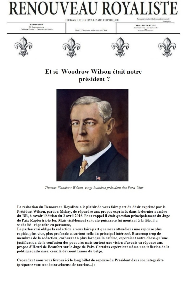 [RR] Et si Woodrow Wilson était notre Président ? Rr110415